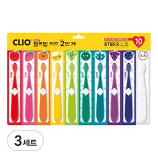 크리오 펌프팝 키즈 2단계 어린이 칫솔, 혼합색상, 10개입, 3개