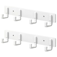 무타공 접착식 다용도 벽걸이 후크 옷걸이 행거 4구, 화이트, 2개