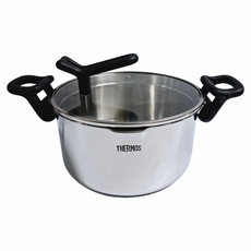 THERMOS 膳魔師 FND 捷利不鏽鋼鍋 5.2L 雙耳附瀝水蓋萬用湯鍋 24cm 電磁爐適用, 銀色, 1個