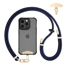 LEEU DESIGN 手機掛帶吊繩 160CM可調節長短 附金屬夾片, 藏藍色, 1條