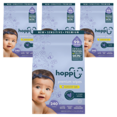 hoppi 嬰兒純水濕紙巾 低敏升級版 口手適用 80張, 240張, 4袋