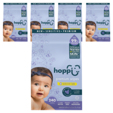 hoppi 嬰兒純水濕紙巾 低敏升級版 口手適用 80張, 240張, 5袋