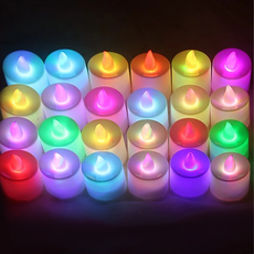 LED電子蠟燭燈 Set 24顆 直徑3.8cm 高4.5cm, 七彩閃動