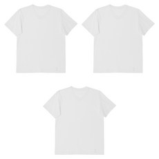 Base Alpha Essential 中性透氣純棉V領短袖T恤3件組, 白色