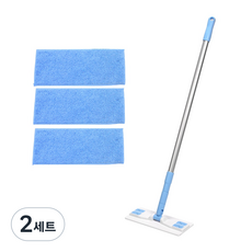 A-Clean 拖把清潔器 白色 + 天空藍 小型 25cm + 超細纖維拖布 藍色 3入組, 2套