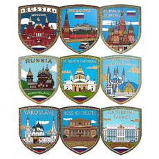 A-ONE 匯旺 俄羅斯旅遊貼紙 Set 9, 各國旅遊蒐集紀念地標貼紙 6x7.5cm, 金蔥, 1組