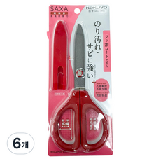 KOKUYO 國譽 Donga PMS KOKUYO FIT SAXA 氟塗層帽子剪刀, 6個, 紅色