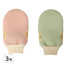 Cozywell 去角質搓澡手套 WA5045, 3套, 粉紅色, 綠色, 2入
