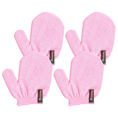 Shower Son 3J 去角質美容沐浴手套 臉部專用, 粉紅色, 4個, 1入