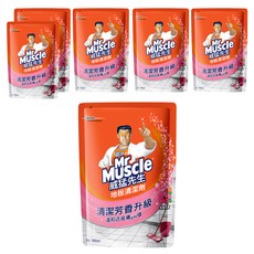 Mr Muscle 威猛先生 地板清潔劑補充包 完美花香 清潔芳香升級 快乾不黏腳 溫和近皮膚pH值, 1.8L, 6包