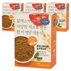 원더푸드 전연령용 강아지 한 끼 영양 대용식 사료 4p, 연어, 320g, 4개