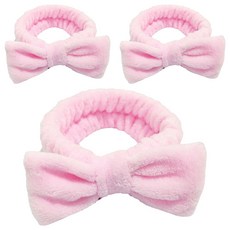 SolRoom 蝴蝶結洗臉髮帶, 寶寶粉, 3個