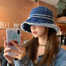 페이퍼먼츠 하라 스타일 플러피 데님 버킷 모자 10236