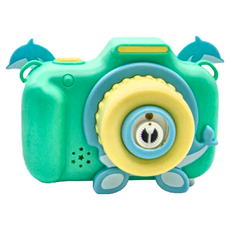 OhBabyLaugh 電動泡泡機 海豚泡泡相機 燈光音樂 掛繩設計, 1個