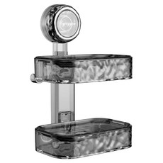 吸盤肥皂盒 雙層 136 x 96 x 238mm, 透灰色, 1個