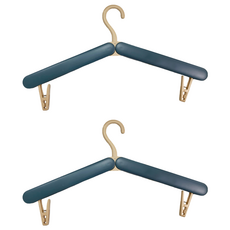 高品質折疊衣架, 藍/綠/粉色-顏色隨機, 2入