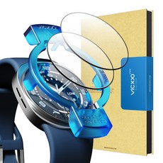 빅쏘 9H 고경도 부착가이드 갤럭시워치 풀커버 강화유리 액정보호필름 2매, 투명