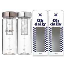 Tritan濾茶隨身水瓶, 黑色+白色, 500ml, 1組