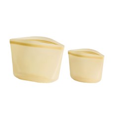 stasher 碗型夾鏈袋 黃色 可重複使用 密封保鮮 冰箱收納好幫手, L + M, 2入, 1組