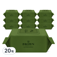 브라운 네이처 밤부 아기물티슈 캡형, 73g, 70매, 20개