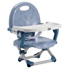 Chicco Pocket snack 攜帶式輕巧餐椅座墊, 3點式安全帶, 三段式高度調整, 可拆式餐盤, 適用於6個月以上嬰兒, 攤開36 x 32 x 35.5~49cm 收合36 x 7 x 32cm, 空氣藍, 1個