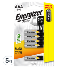 에너자이저 알카라인 AAA 건전지, 5개입, 5개