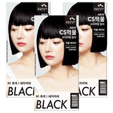 꽃을든남자 뉴 씨에스 먹물 프리미엄 헤어 칼라크림 염모제, N1 흑색, 3개