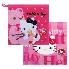 헬로키티 로고 이름자수 핸드타월 50g x 2종 세트, 분홍, 진분홍, 1세트