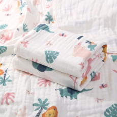 Mass 生活好物 純棉六層紗布兒童浴巾, 森林動物園, 吸水透氣柔軟親膚, 1條