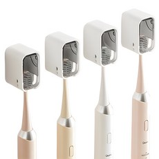 Hanbomnuri 免鑽孔附蓋防塵牙刷架 4入組, 灰色, 1套