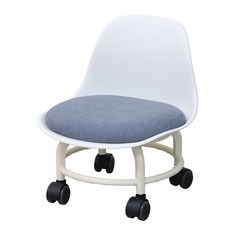 21세기트랜드 고급 바퀴달린 등받이 귀요미 튼튼 좌식의자, 화이트패브릭워싱블루, 1개