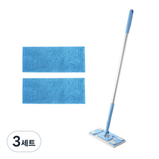 A-Clean 手持式清潔布拖把 藍色 + 超細纖維拖布墊 2入, 3套