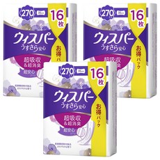 whisper 好自在 日本原裝進口 消臭超吸收成人護墊 成人尿布 270cc, 35cm, 16片, 3包
