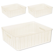 스내지 헤링본 바스켓 오픈형 5호 17.5L, 화이트, 3개