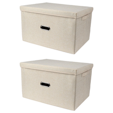 JNC 多功能收納盒, 米色, 特大(50 x 34.5 x 30 cm), 2個