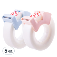 엘로템즈 포켓형 테이프 커터기 디스펜서 2종 + 리필 4p 세트, 블루 + 핑크, 5세트