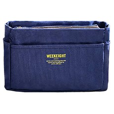 WEEKEEIGHT 城市漫遊 帆布包 中包 拉鍊 L 深藍色 - 多隔層收納，時尚百搭