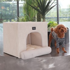 REDPUPPY 方形圓頂寵物屋 夏季用, 米色, 1個