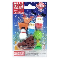 Iwako 造型橡皮擦套裝 - 聖誕節主題 日本製造 不含PVC 鉛 銀, 多色, 1組