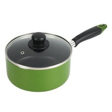 PEARL LIFE 珍珠金屬 IH爐適用 New Fore Green 單把不沾塗層平底鍋 附玻璃蓋 HB-8597, 18cm, 綠色, 1支