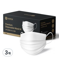 쏘픽 일회용 마스크 중형, 화이트, 3개, 50개입