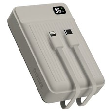 바우아토 포켓쉴 고속 입출력 케이블 일체형 미니 대용량 난연 보조배터리 20000mAh C타입 애플8핀 PD 22.5W, 멜란지그레이