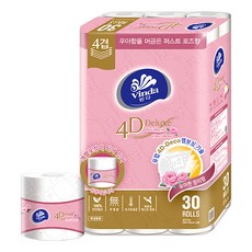 Vinda 維達 4D Deluxe 壓花衛生紙 第一玫瑰, 23m, 30捲, 1個