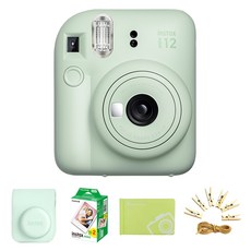 FUJIFILM 富士 instax 拍立得相機 + 專用相機包 + 底片 20張 + 相簿 + 照片掛繩 mini 12, mini 12(薄荷綠), 1套
