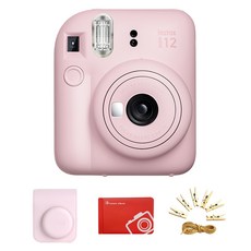 FUJIFILM 富士 instax 迷你即時相機 + 專用相機包 + 迷你相簿 + 照片掛繩, mini 12(櫻花粉), 1套