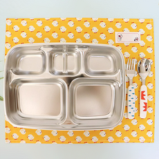 CHUCHUROOM 防水方形餐盤墊, 黃色(小雞), 35 x 28 cm, 1個