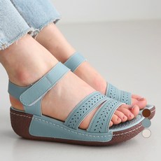 dangolunni 女款輕量增高厚底綁帶涼鞋Screw 5cm, 天藍色, 225