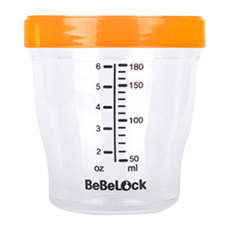 Bebelock Tritan材質 Premium 副食品刻度密封罐, 橘色, 180ml, 3個