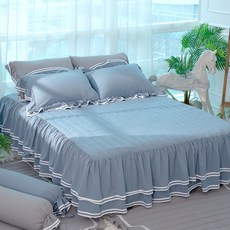 AronHouse 兩線絲質長荷葉邊床罩