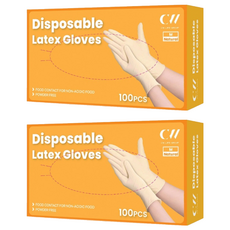 CW life 可營生活選物 一次性乳膠手套, 特大(XL)以上, 2盒, 白色